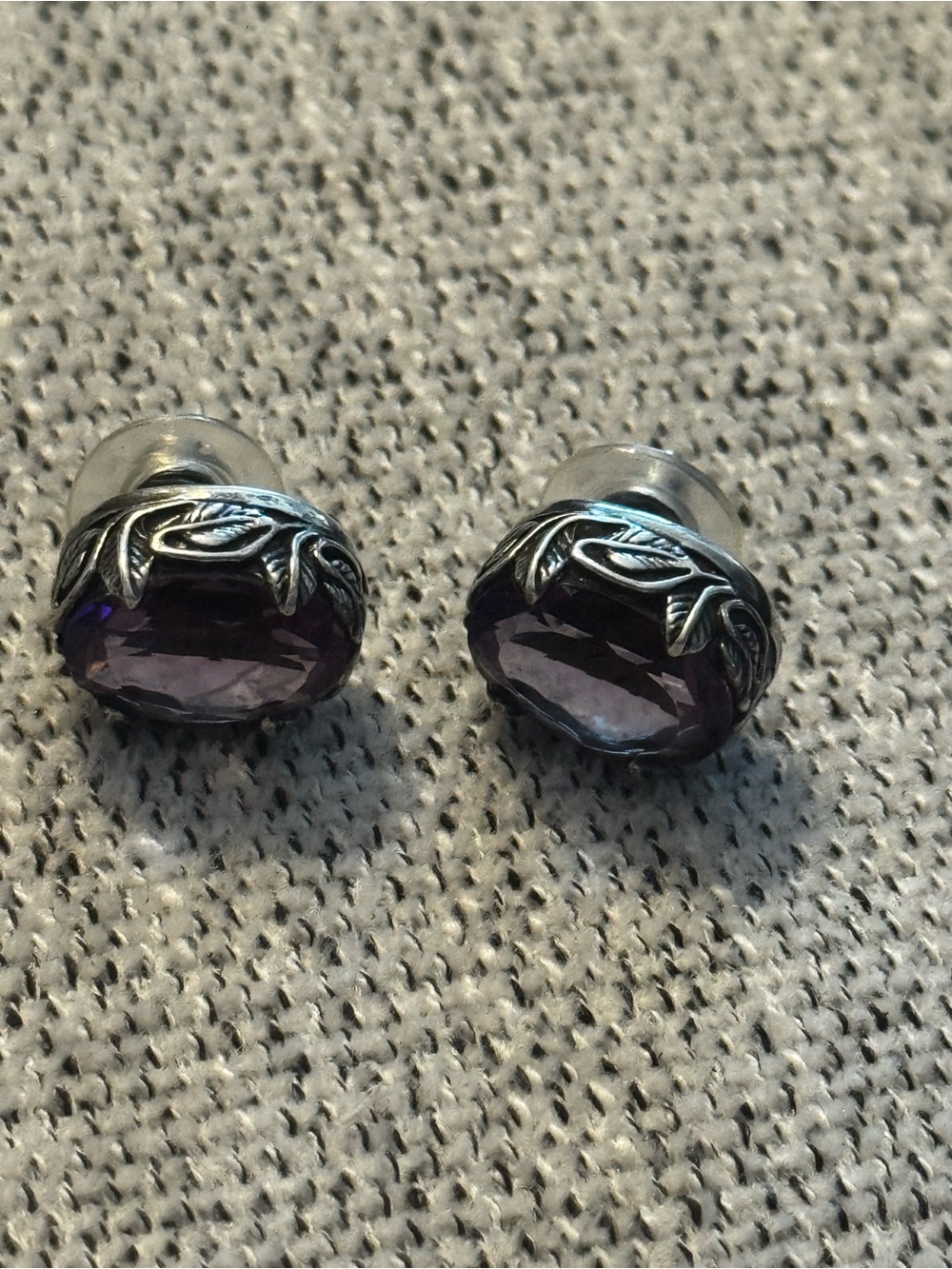 Vintage Amethyst Sterling Silver Earrings - Picture 2 of 7